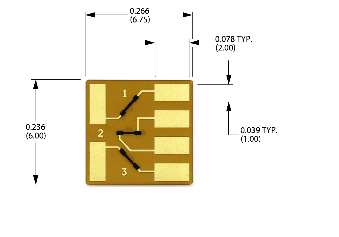 RSGH Torque-Component half-bridge rosette dimensioned drawing